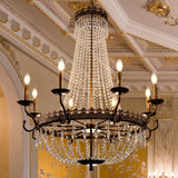 Crystal Chandeliers, Vintage French Empire Chandelier 8 Lights, Farmhouse Dining Room Light Fixture, Rustic High Ceiling Chandelier for Living Room, Foyer, Staircase, Bronze, 36.4" D x 40.5" H A108-B0CY1CBDN2