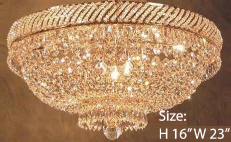 French Empire Crystal Flush Basket Chandelier W/Swarovski Crystal H 16" W 23" - A500-Flush/Cg/448/9Sw
