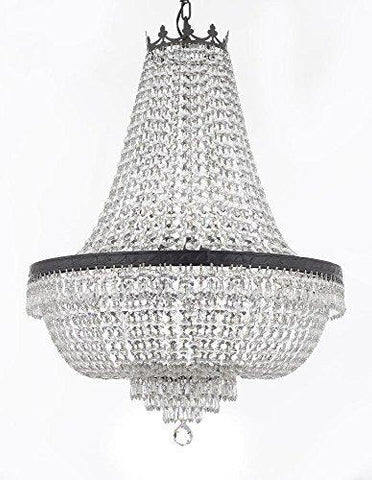 French Empire Crystal Chandelier Chandeliers Lighting H36" X W30" With Dark Antique Finish! Good for Dining Room, Foyer, Entryway, Family Room and More! - A500-CB/870/14