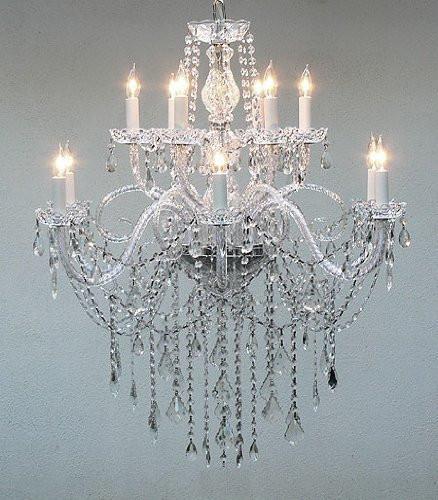 Authentic All Crystal Chandelier H38" X W32" - A500-3/385/6+6