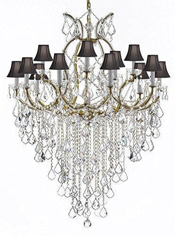 Maria Theresa Chandelier Empress Crystal (Tm) Lighting Chandeliers H50" X W37" with Black Shades! Great for Large Foyer / Entryway! - A500-B12/SC/Blackshades/21510/15+1
