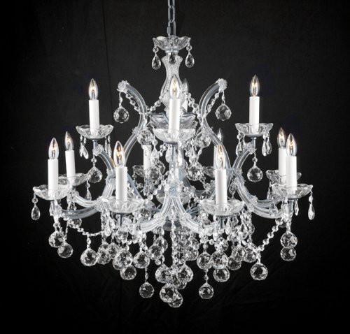 Swarovski Crystal Trimmed Chandelier New Lighting Chandelier W/ Crystal Balls 28 X 30 - A500-Silver/Balls/21532/12+1 Sw