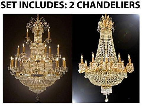Set Of 2 - 1 For Entryway/Foyer And 1 For Dining Room French Empire Empress Crystal (Tm) Chandeliers Chandelier Lighting - A500-1Ea 1287/12+6+3 + 1Ea 1280/8+4