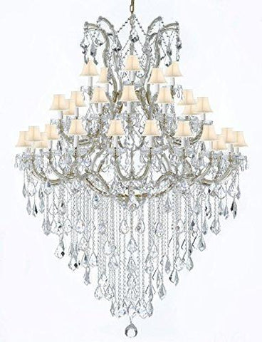 Maria Theresa Crystal Chandelier Trimmed With Spectratm Crystal And White Shade - Reliable Crystal Quality By Swarovski - A500-Gold/Whiteshade/B13/2756/36+1Sw