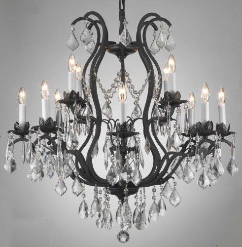 Wrought Iron Crystal Chandelier H30" X W28" - A500-3034/8+4
