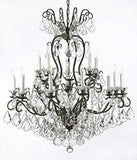 Swarovski Crystal Trimmed Chandelier Wrought Iron Crystal Chandelier Lighting W38" H44" - A500-556/16 Sw