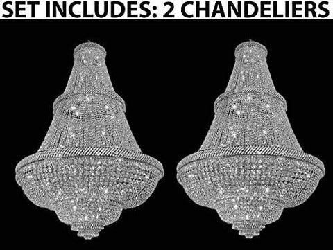 Set Of 2 - French Empire Crystal Chandelier Lighting H72" X W50" - Perfect For Ballrooms Or Event Halls - 2Ea-Silver/448/48 A500-