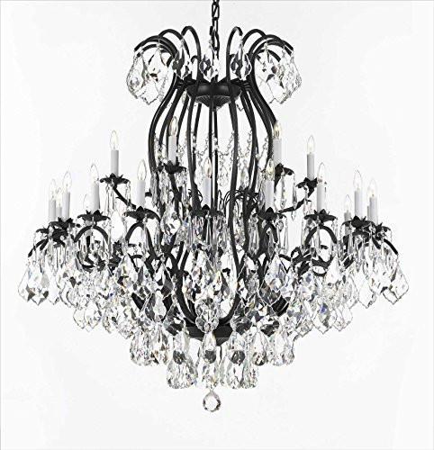 Swarovski Crystal Trimmed Chandelier Wrought Iron Crystal Chandelier Lighting H46" W46" Perfect For An Entryway Or Foyer - A500-3034/18+6Sw