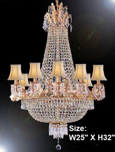 Empire Crystal Chandelier Lighting With Shades - A500-Whiteshades/1280/8+4