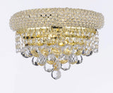 Set of 3-1 Flush Empire Crystal Chandelier Chandeliers Lighting 15X24 and 2 Empire Empress Crystal (Tm) Wall Sconce Lighting W 12" H 6" - FLUSH/542/15 + C121-1800W12G A500-