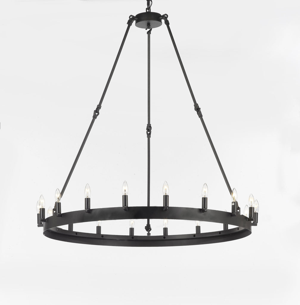 Wrought Iron Vintage Barn Metal Castile One Tier Chandelier Chandeliers Industrial Loft Rustic Lighting W 38" H 40" - A500-3428/18