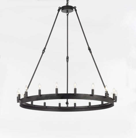 Wrought Iron Vintage Barn Metal Castile One Tier Chandelier Chandeliers Industrial Loft Rustic Lighting W 38" H 40" - A500-3428/18
