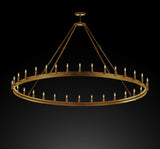 Wrought Iron Vintage Barn Metal Castile One Tier Chandelier Chandeliers Industrial Loft Rustic Lighting W 70" H 33" - G7-B48B/CG/3428/66