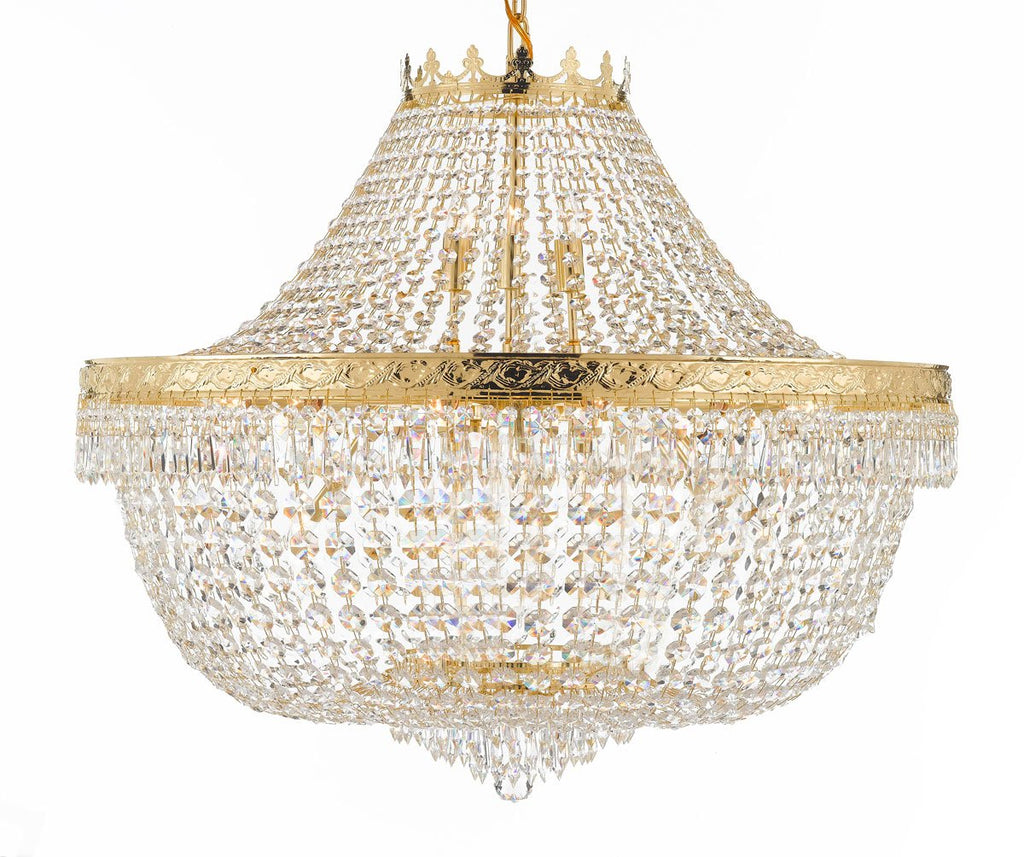 Nail Salon French Empire Crystal Chandelier Chandeliers Lighting - Great for the Dining Room, Foyer, Entryway, Family Room, Bedroom, Living Room and More! H 30" W 36" 25 Lights - A500-H30/CG/4199/25