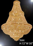 French Empire Crystal Chandelier Lighting W/ Swarovski Crystal 6Ft Tall - Perfect For An Entryway Or Foyer - A500-448/48Sw
