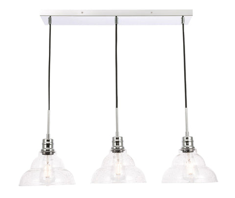 ZC121-LD6223C - Living District: Clive 3 light Chrome and Clear seeded glass pendant