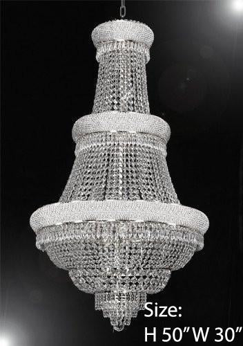 Empire Chandelier Lighting W/ Swarovski Crystal 30"X50" - Perfect For An Entryway Or Foyer - A500-Silver/448/21Sw